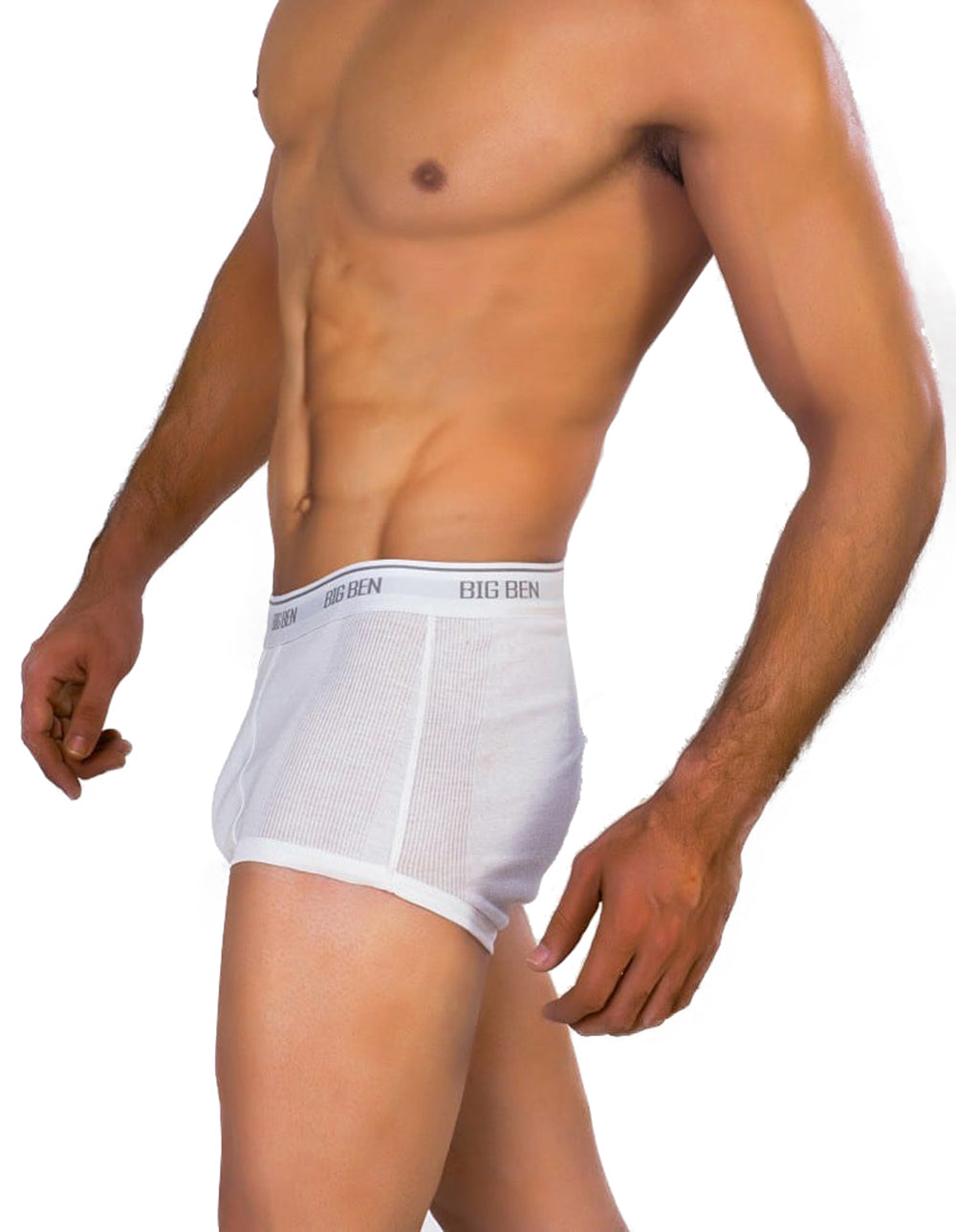 Multi Pack 100% Cotton Men's Fine Rib White Underwear, Brief Trunk